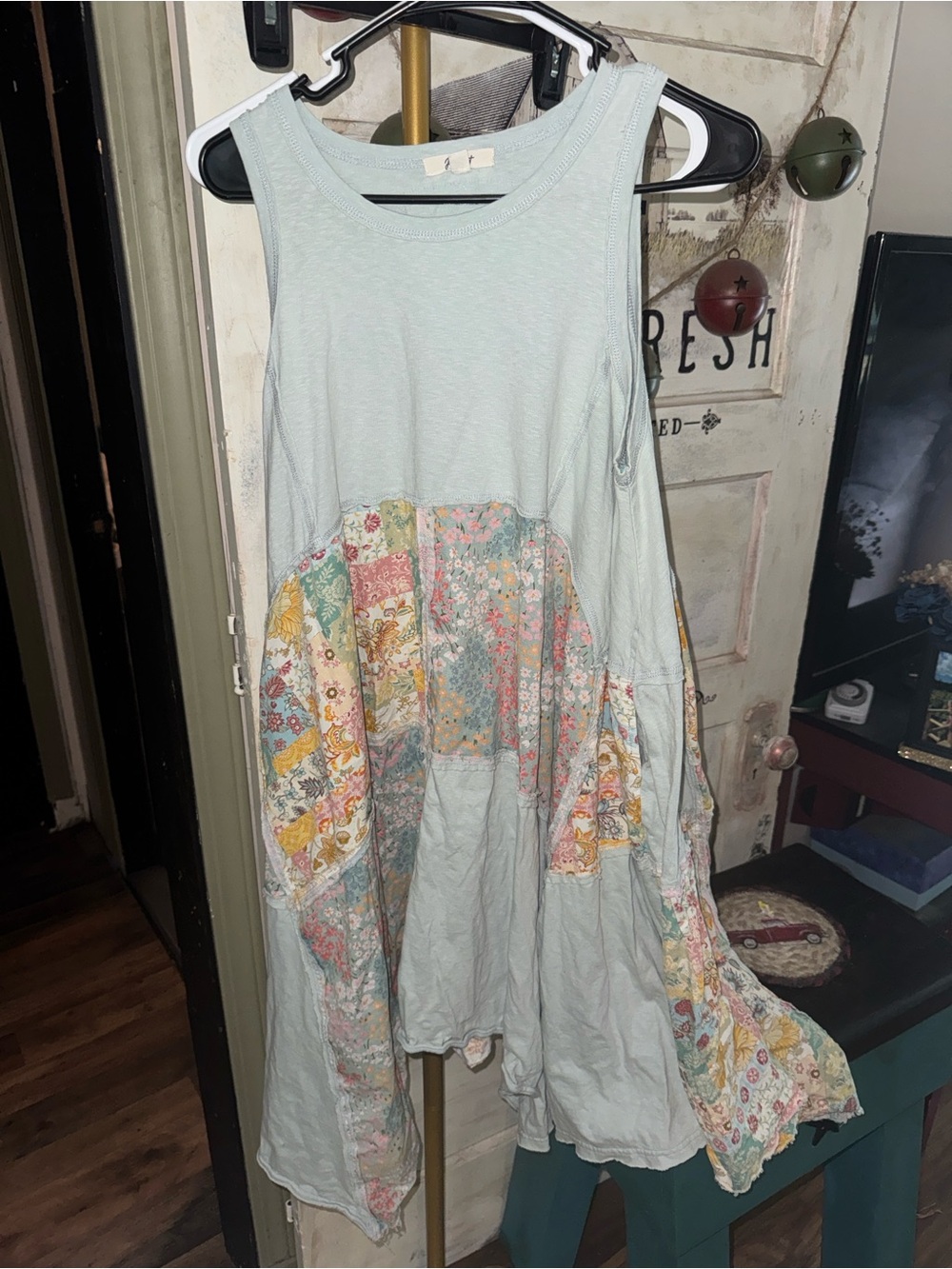 BlueVelvet patchwork dress